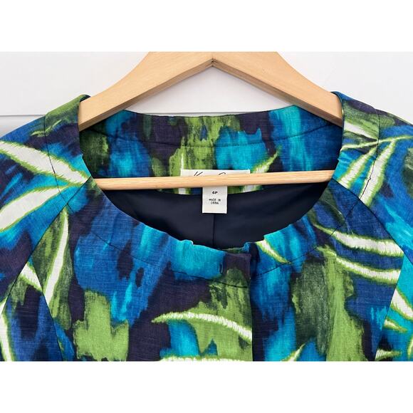 Kenneth Cole Belted Blouse Womens 4P Silk Linen Luxury Beach Office Country Club - Picture 10 of 16